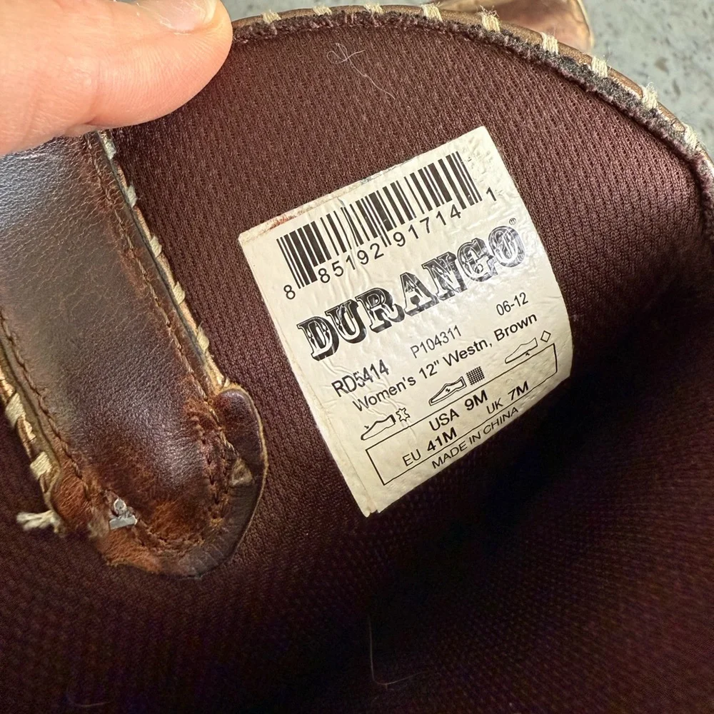 Durango Brown Leather Cowgirl Boots | Western | Size 9 - Picture 2 of 5